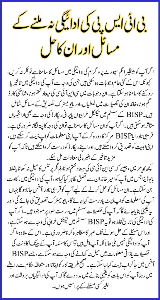 8171 BISP Payment Issues 2025 Reasons Behind Payment Stopped Know How to Resolve Them