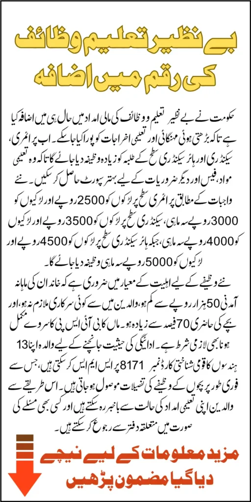 Benazir Taleemi Wazaif Payment Increased In November 2025: Know Who Qualifies For New Payment