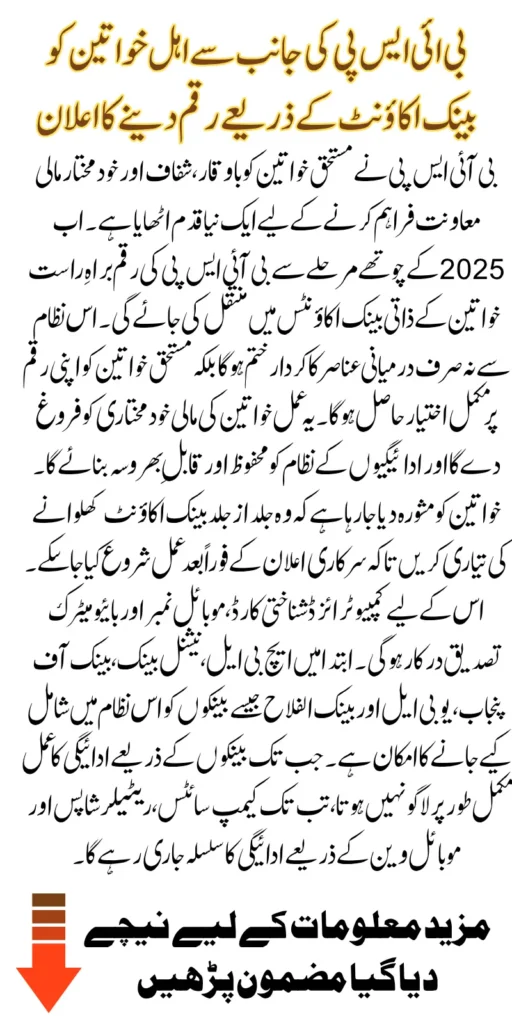 BISP 8171 New Payment Method Launched In 2025 To Transfer 13500 Directly To Bank Account Know Full Detail