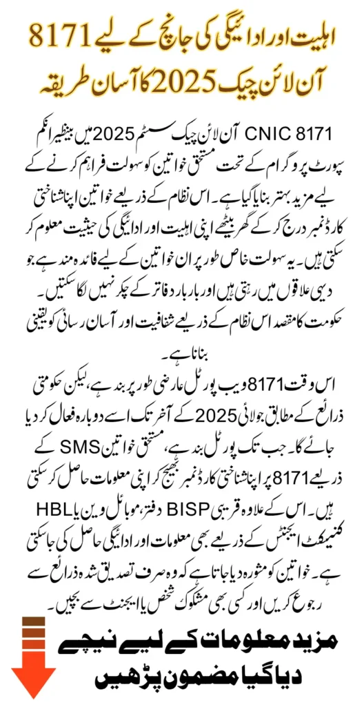 8171 CNIC Online Check 2025 to Verify BISP Eligibility and Payment Status Instantly