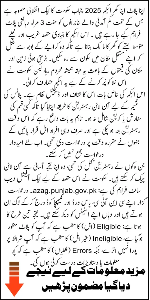 Apna Plot Apna Ghar Scheme 2025 – Complete Registration Process, Eligibility, And Result Check Method