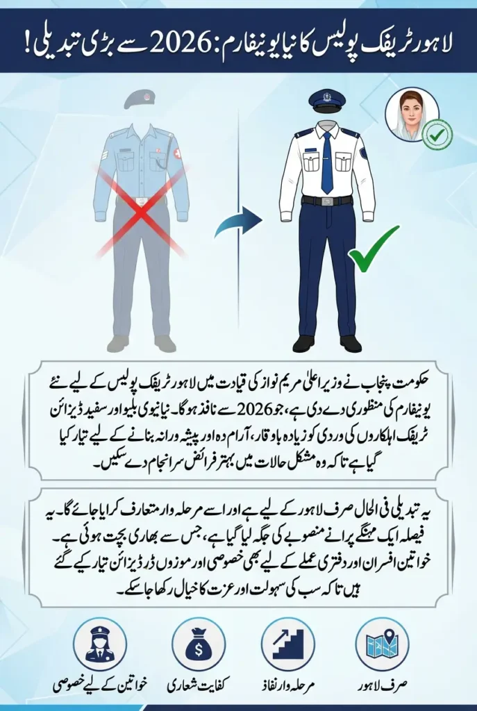 CM Maryam Nawaz Announces New Uniforms for Lahore Traffic Staff In 2026 - Know New Uniform Details Inside