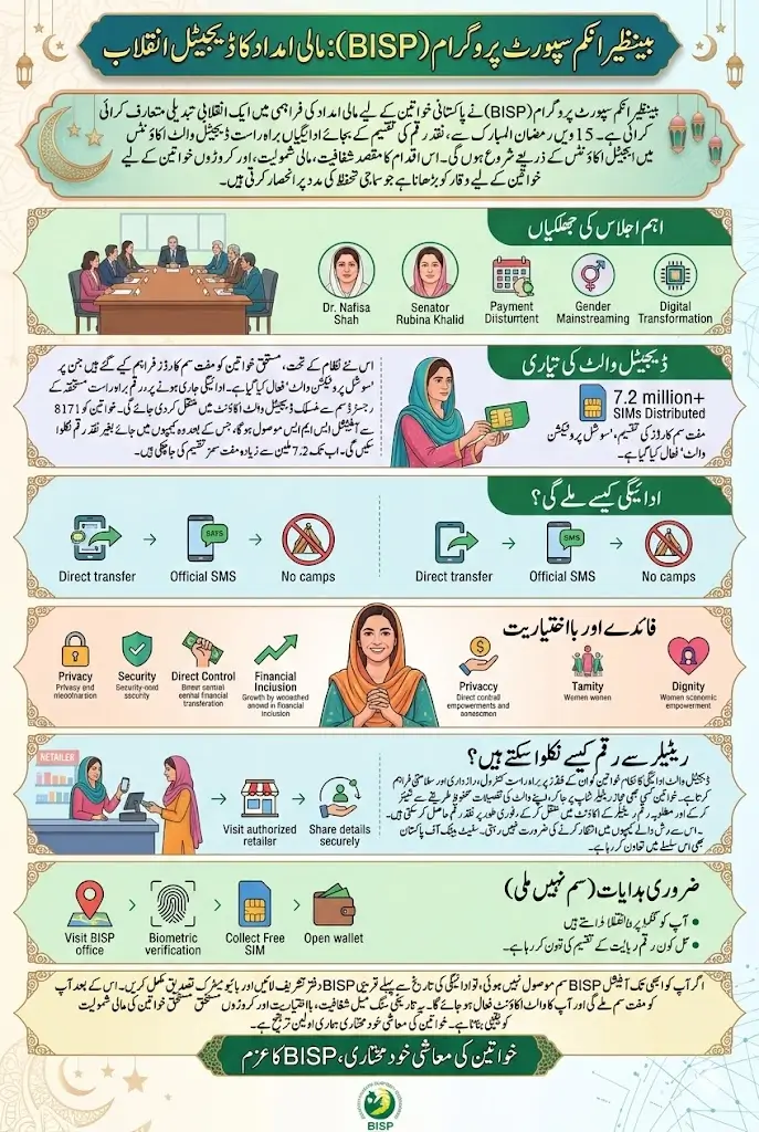 BISP to Begin Payment Disbursement Through Digital Wallets From 15th Ramzan-ul-Mubarak From Over 20 Million Women